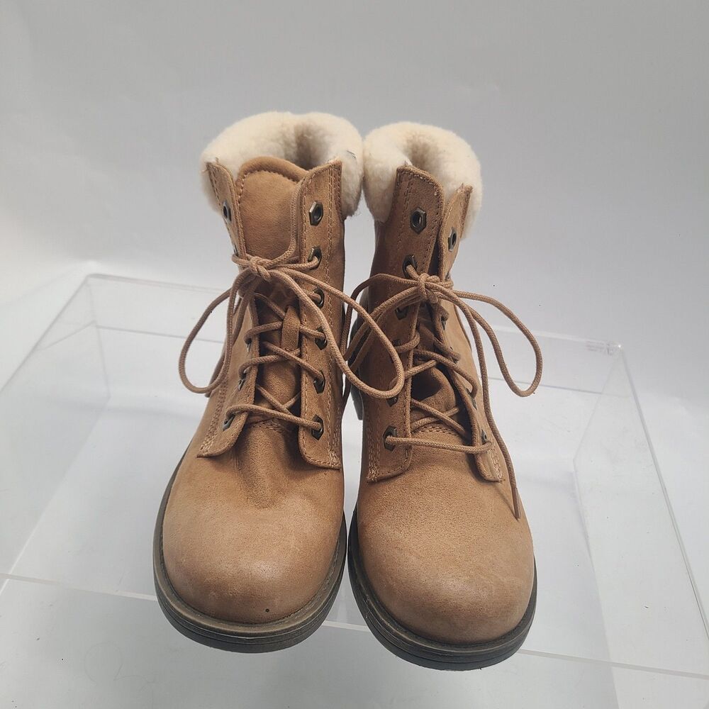 American Eagle Womens Ankle Boots, Tan Hiking Boots US Size 7 Faux Fur - Picture 5 of 8